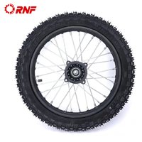 Ensemble complet de roue arrière 14 pouces 60/100-14 avec pneu à profil profond, jante en acier, moyeu à tambour et roulements 12/15 mm pour moto tout-terrain et dirt bike