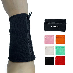 Wholesale Custom Embroidered Elastic Cotton Football Tennis Sports Wristbands Sweatbands With Zipper