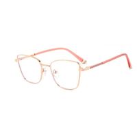 Kacamata mode bingkai optikal logam Cateye Model 29010 bingkai logo kustom kacamata Retro stok tersedia