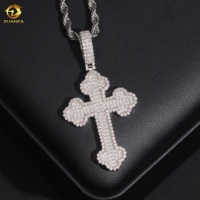 Pendentif Croix Hip Hop en Moissanite Argent 925, Pendentif Croix Glacé avec Certificat GRA
