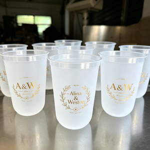 Vasos de Plástico Personalizables de 16 Oz, Vaso Esmerilado de 8 Oz con Tapas, Premium, Duradero, Apto para Fiestas y Uso Diario, Personalizado - Product Image 1