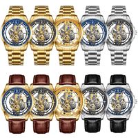 LIGE 8997 Fashion Hollow Out Analog Mechanical Quartz Watch Men Business Watch Montre en acier inoxydable Luminous Waterproof Wrist Gold