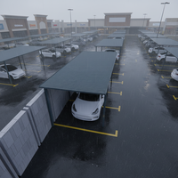 Abri voiture en aluminium, design moderne, toit en polycarbonate imperméable, structure en aluminium, abri pour 3 voitures, stationnement extérieur.