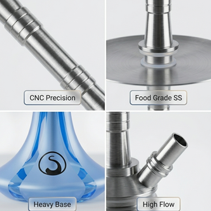 Cachimba Alemana de Alta Calidad en Acero Inoxidable 304, Modelo S4, Fabricada en Fábrica, Cachimba de Lujo Alemana de 45 cm - Product Image 4