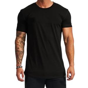 Breathable Cotton Gym Tees for <b>Men</b> <b>Curved</b> <b>Hem</b> Slim Fit Sportswear Street Style Custom Plain Print <b>T</b>-<b>Shirt</b> Blank Design - Product Image 3