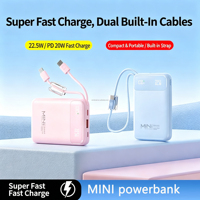 Nouvelle mini batterie externe électronique 20000 mAh, mince et portable, avec câble USB-C, Powerbanks 20000 mAh