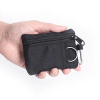 1 Buah Tas Kunci Ritsleting Kanvas Mini Dompet Koin Gantung Kecil Kantong Penyimpanan Olahraga Portabel Tempat Kartu Multifungsi Uniseks 11Cm