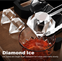 Bac à glaçons en métal de grande taille en forme de diamant pour whisky, cocktails, accessoires de bar, ensemble cadeau