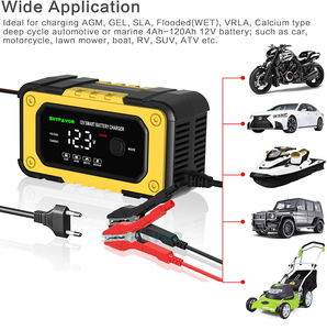 Chargeur <span class=keywords><strong>de</strong></span> batterie intelligent automatique 12V 6A pour batteries GEL AGM EFB au plomb-acide, chargeur <span class=keywords><strong>de</strong></span> batterie pour moto et voiture - Product Image 4