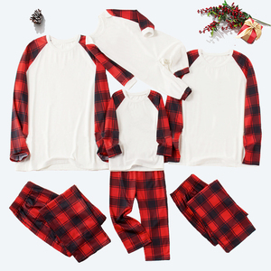 Venta caliente logotipo personalizado imprimible familia Plaid camiseta sublimación en blanco Navidad pijamas conjunto - Product Image 4