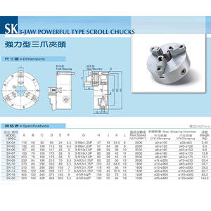 Mandrin manuel à trois mâchoires robuste Qiandao SK-8 de Taïwan pour tours à métaux, en acier durable, gamme complète de modèles disponibles - Product Image 2