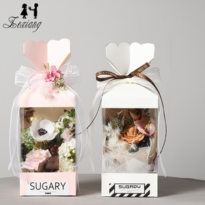 Qiao — boîte à fleurs roses de bonne qualité, 5 pièces/paquet, en papier, d'emballage cadeau en PVC, 3 tailles, vente en gros - Product Image 1