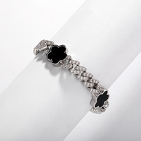 Bracelet cubain Hip-Hop à fleur à cinq pétales en zircon avec fermoir à ressort en fer, personnalisé, tendance INS, accessoire unisexe