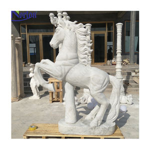 รูปปั้นม้า<span class=keywords><strong>หิน</strong></span>อ่อนแกะสลักหินสีขาวสำหรับตกแต่งสวนในบ้านตามสั่ง - Product Image 1