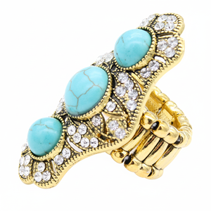 Anelli in acciaio inossidabile alla moda placcati oro turchese intarsio in pietra taglio principessa alla moda 18K Grs moda moda - Product Image 4