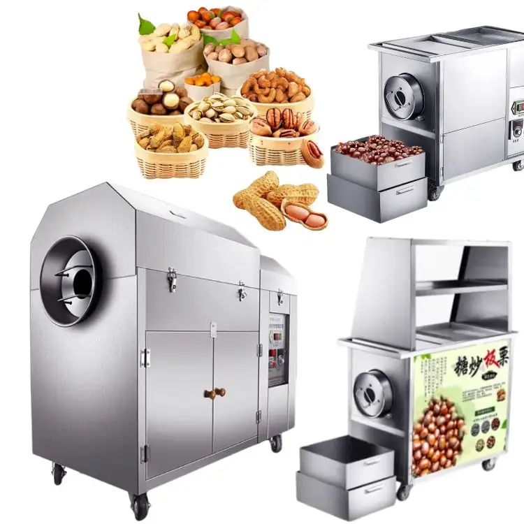 Industriële Commerciële Almomd Pinda Gas Maïs Drum Kastanje Hot Brede Air Bean Continue Peper Pinda Roosteren Koffiebrander Machine