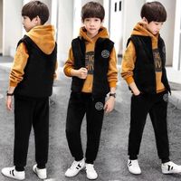 Setelan Tebal Berlapis Fleece Trendi Musim Gugur Musim Dingin untuk Anak Laki-Laki, Terinspirasi Selebgram, Bergaya Kasual, Bahan Poliester/Katun