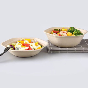 Tazón Redondo Desechable de Pulpa para Ensalada con Tapa, Caja Ligera para Comida para Llevar - Product Image 1