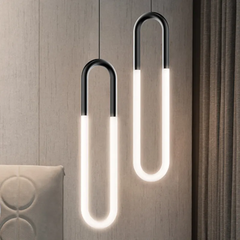 Lampadario a sospensione a forma di U nordico circolare piccolo lampadario ovale a LED lampadario rotondo da comodino in stile minimalista italiano