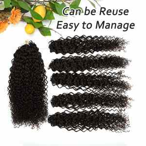 Factory Direct Feather Crochet Human Hair Burmese Curly Raw Cuticle Yaki Feather Crochet Feather Tip Human Hair Extensions - Product Image 4