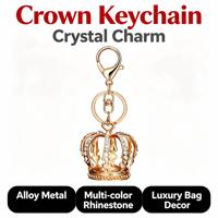 Porte-clés Couronne en Strass Grand Bling Scintillant Tendance Breloque pour Clés de Voiture Pendentif de Sac Petit Cadeau pour Femmes Filles