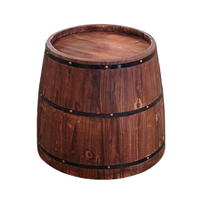 Demi-baril de vin en chêne carbonisé antique pour cuves à boissons de cave Décoration murale Occasions de fête Seaux à glace de barre de couleur rouge