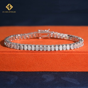 S925 Silver Round Brilliant Cut Moissanite Tennis Bracelet Pass Diamond Tester 5MM Full <b>Iced</b> <b>Out</b> <b>Chain</b> GRA Certified Bracelet - Product Image 3