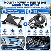 Accessoires Starlink Mini : Adaptateur secteur portable pour voyage et camping, câble compatible signal, support à ventouse Starlink Mini, étui de protection
