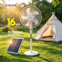 Ventilateur solaire mécanique à 3 vitesses, 16 pouces, économe en énergie, avec oscillation, rechargeable, sur pied, électrique.