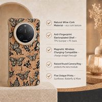 Coque de téléphone en liège avec anneau magnétique N52 compatible avec la charge sans fil magnétique, fine et sans cadre