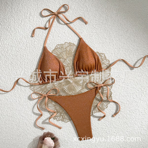 Nuevo Traje de Baño de Dos Piezas de Color Sólido, Popular en Instagram, Bikini sin Tirantes para Mujer - Product Image 3