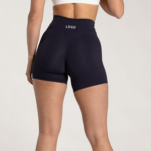 Pantaloncini Yoga Donna a Vita Alta Effetto Nudo Spazzolato Senza Cuciture Frontali Modellanti a V Solleva Glutei Anti-Squat Stile Biker - Product Image 5