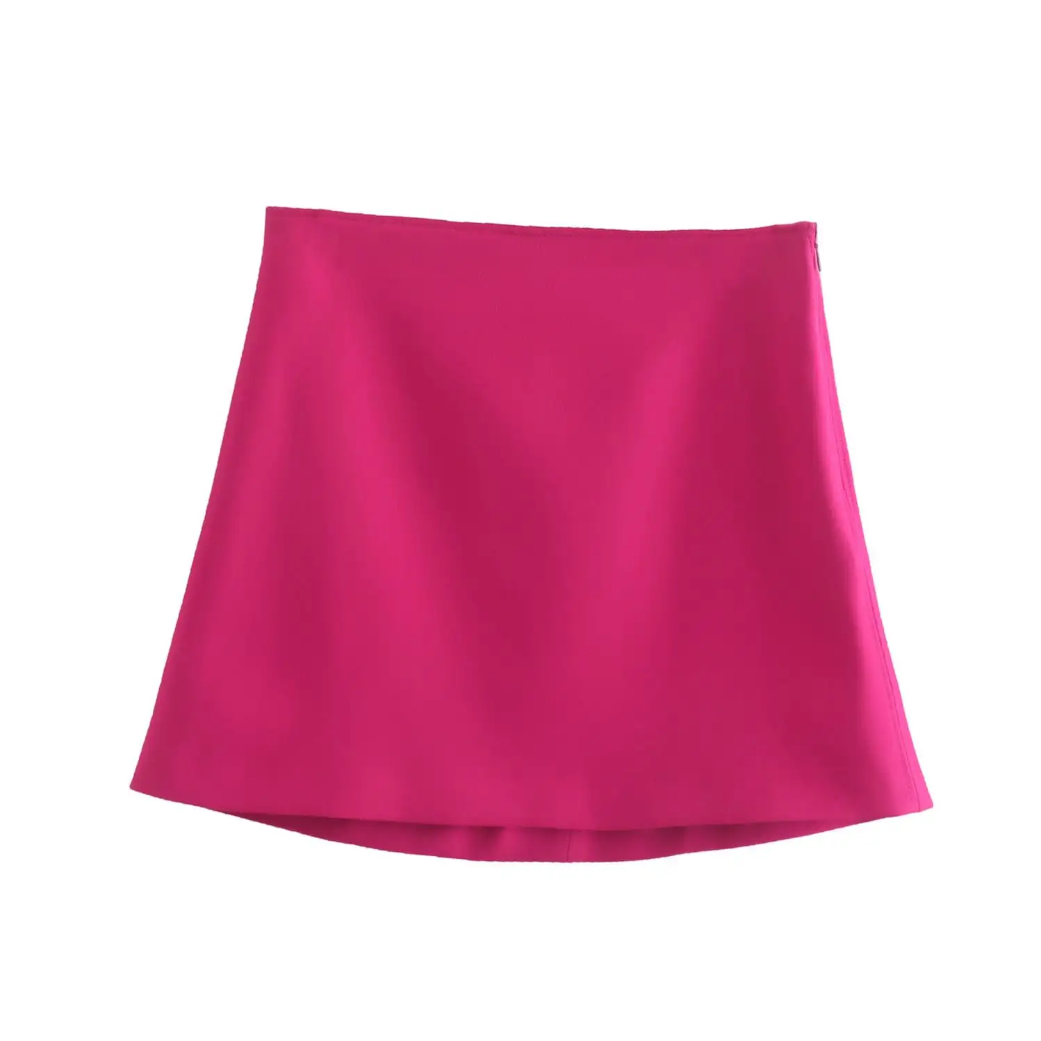 SH1027 High quality Casual Woman Elegant vintage Rose madder color cute design zipper fly womens high waist stylish mini skirt