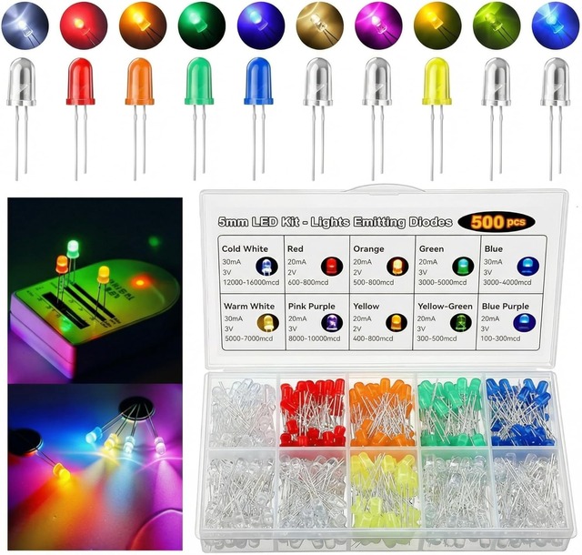 3MM 5-Year Warranty Ra80 Multi-color 3V 50000 Hours Lifespan F3 LED Diode Lamp Assortment Set DIY Electronic Components