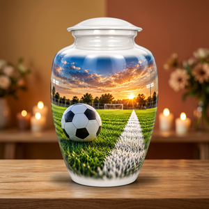 Urne funéraire en métal pour cendres humaines, adulte, commémorative, football, sport, design personnalisé, style américain, durable - Product Image 6
