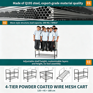 Steel Wire Locking Wheel Casters 6 Tier Open Design Stockroom Mobile Wire Shelving Unit With Casters Heavy Duty Mobile <b>Cart</b> - Product Image 2