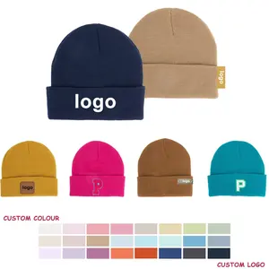 HIGHT QUALITY OEM ODM designer Unisex knitted acrylic polyester spandex Custom logo beanie hats caps