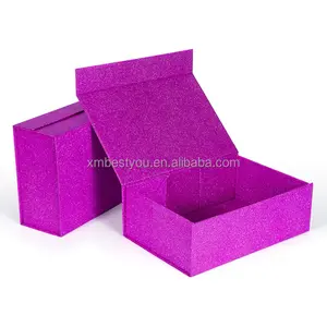 Großhandel verpackung boxen 10pcs-RTS faltbarer Karton mit Magnet verschluss, Glitter Purple Geschenk verpackung Papier boxen 10PCS