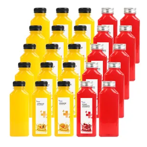 Vanjoin Group 250ml 12oz 16oz 500ml Food Grade Empty Plastic Juice Milk Bottles With Black Tamper Evident Caps