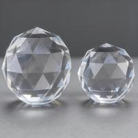 HBL En gros, Pendentif boule en verre cristal à facettes prismatiques, perles de verre taillées en diamant à facettes, pour lustre avec fond plat