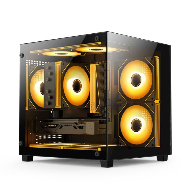 Micro ATX Vertical Small Glass Side Transparent CPU Casing Gaming Case for Desktop Computer