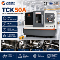 Mesin Bubut CNC TCK50A Tipe Slant Bed, Swing 500mm, Lubang Spindle 66mm, 3000 RPM, Turret 8 Stasiun, Pemesinan Poros