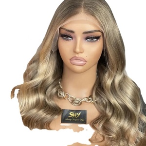 วิกผมมนุษย์ดิบสีบลอนด์ Balayage วิกผมลูกไม้ด้านหน้าสีเทารากสีเทาไฮไลท์สีบลอนด์วิกผมลูกไม้เต็มรูปแบบสำหรับผู้หญิง200% ลูกไม้ HD - Product Image 1