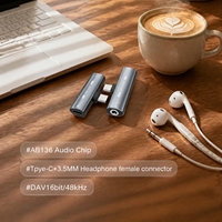 Câble audio USB Type-C mâle vers jack 3,5 mm femelle 2-en-1 avec puce AB136, adaptateur audio à sortie CC et charge rapide PD60W pour ordinateur portable