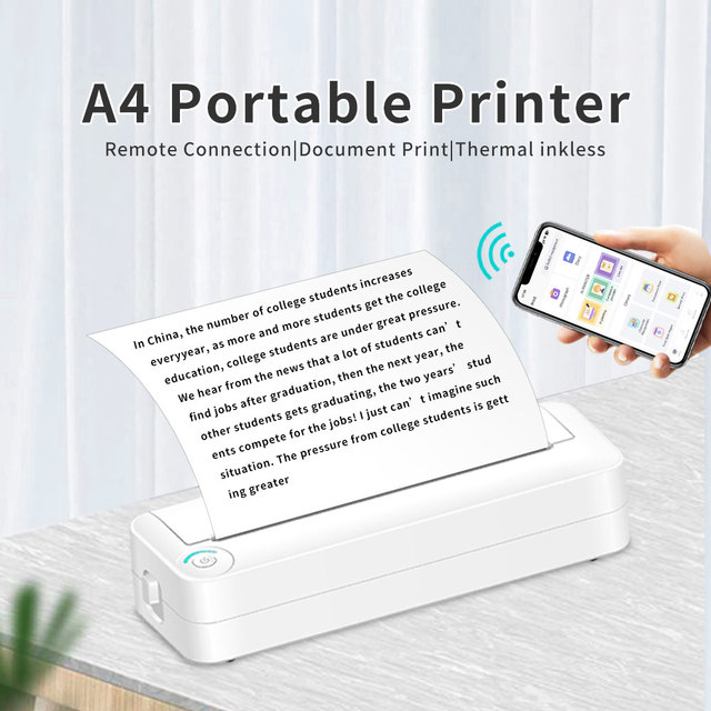 Wireless Small Thermal A4 Size Mini Thermal Printer Bt  Usb Printer Mini Portable X8 for Windows/mac/ios/android