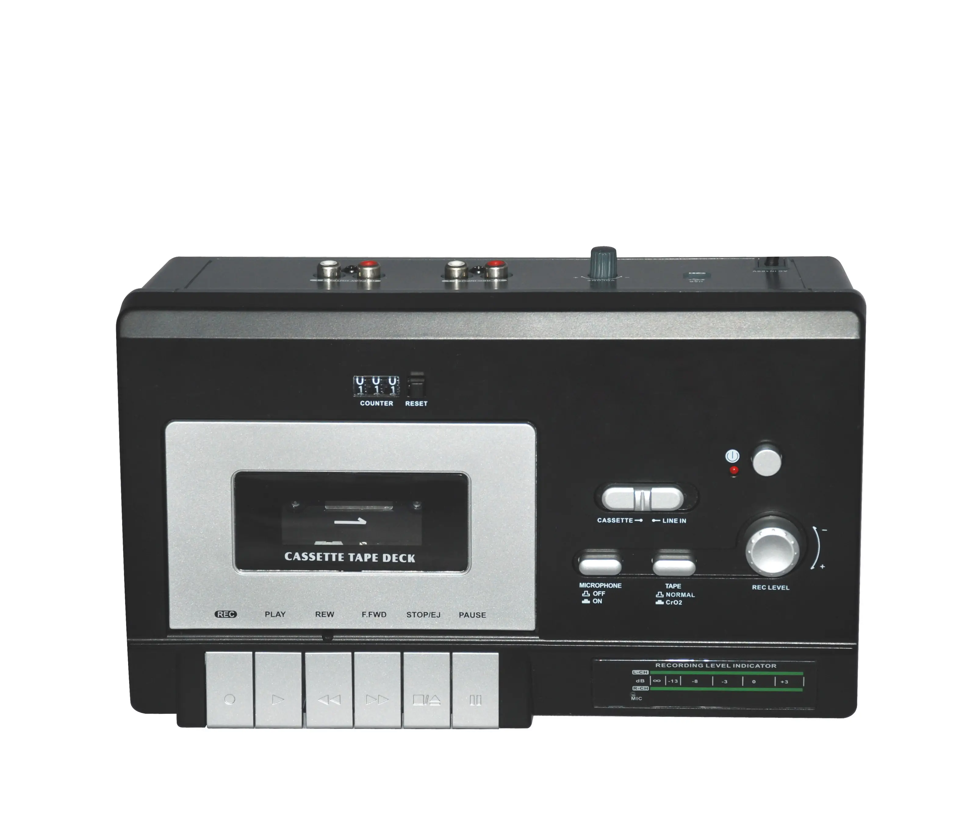 Sistema de música portátil de alta calidad con USB para PC, grabador de cassette de audio con doble cinta y altavoz Mono incorporado