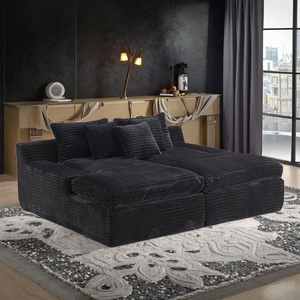 Double Single Side Arm Compression Recliner Sofa Black Square <b>Convertible</b> Set for Apartment Use - Product Image 3
