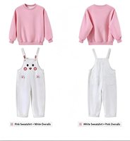 Combinaison sur mesure pour filles, printemps et automne, rose, à bretelles, motif lapin, 90% coton, 10% fibre cellulaire régénérée, manches longues