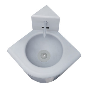 Lavabo Angolare a Parete in Acciaio Inox 304 da 30mm con Sensore Automatico Senza Contatto e Protezione Antiurto in Silicone per Sale Interviste - Product Image 1