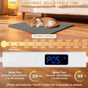 Pet <b>Heating</b> Pad 10 Adjustable Temperature <b>Dog</b> Cat <b>Heating</b> Pad with Timer Waterproof Indoor Silicone Electric Pet <b>Heat</b> <b>Mats</b> - Product Image 3